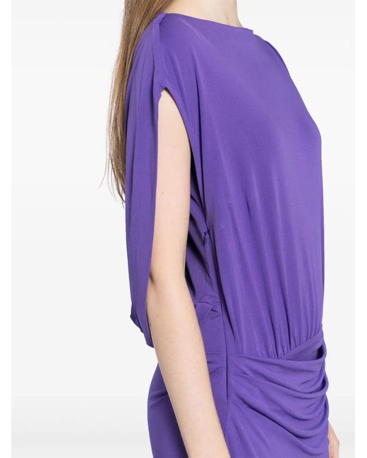 Jonathan Simkhai Purple Hollins Asymmetric Cape Gown