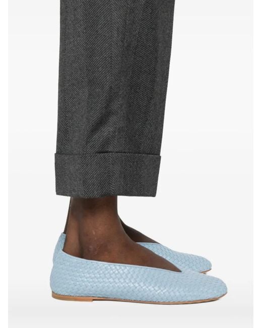 Peserico Gray Herringbone Cuffed Trousers