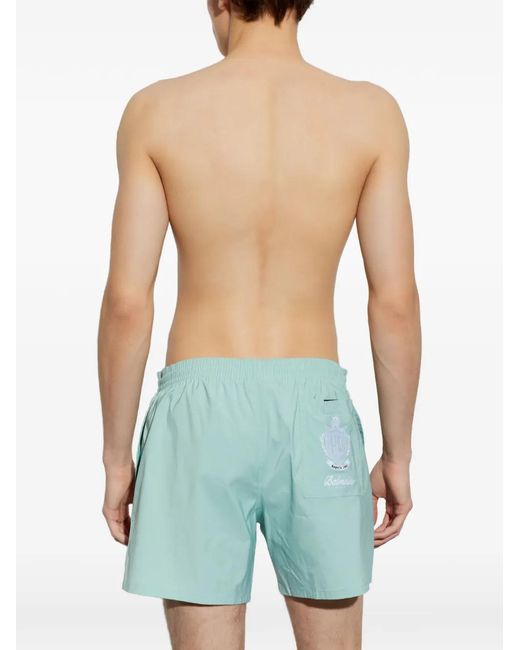 Balmain Blue Short De Bain À Logo for men