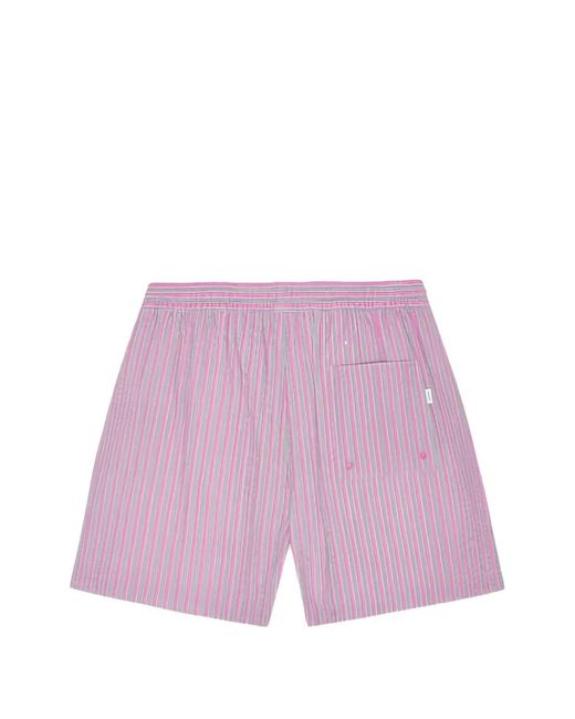 Les Deux Purple Short De Bain Stan En Seersucker À Rayures for men