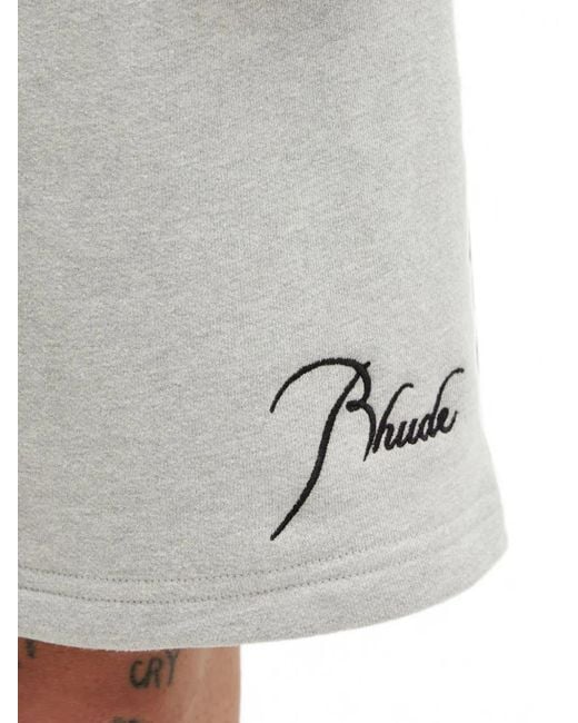 Rhude Gray Logo-Embroidered Drawstring Shorts for men