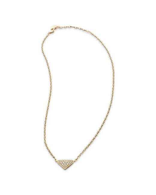 Prada White Eternal Eternal Diamonds Mini Triangle Pendant Necklace