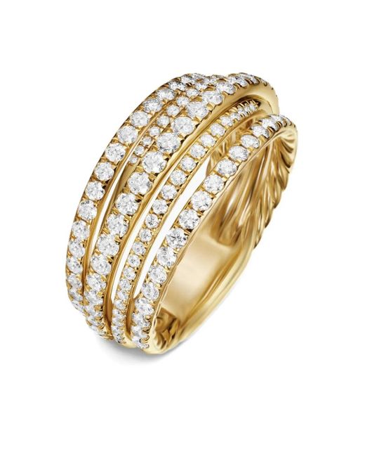 Anillo Pavé Crossover de 11 mm en oro amarillo de 18 ct con diamantes David Yurman de color Metallic