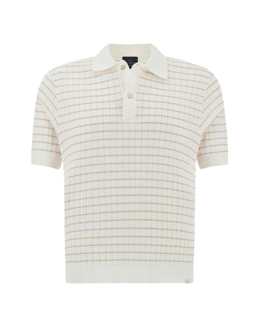 Paul & Shark White Striped Cotton Polo Shirt for men