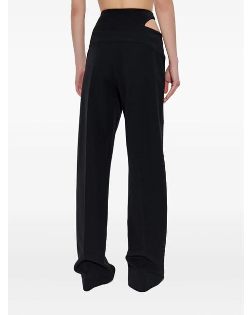 Versace Jeans Couture Blue Cut-Out Buckle-Detail Trousers