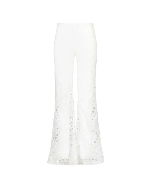 Charo Ruiz White Stern Openwork-Design Trousers
