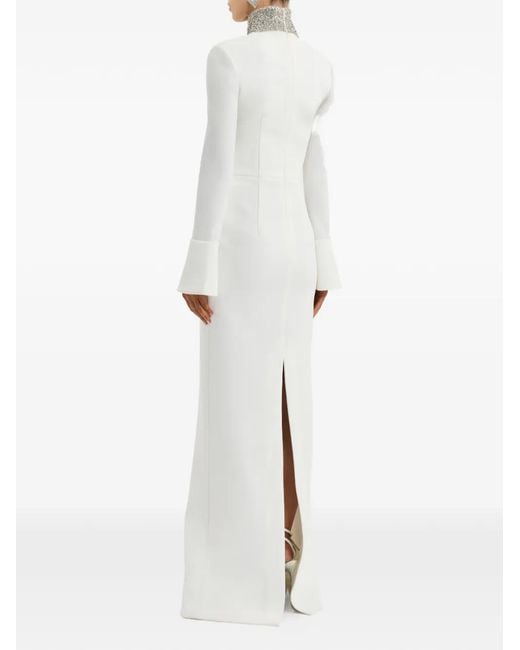 Rebecca Vallance White Melva Embellished V-Neck Maxi Dress