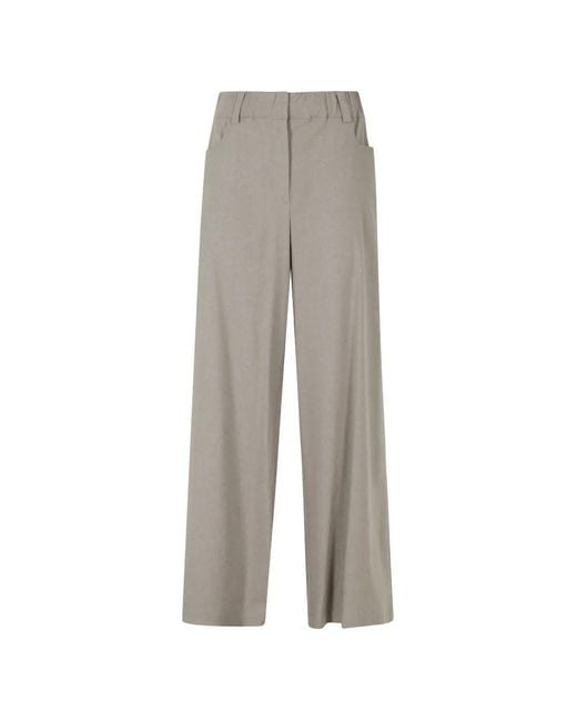 Alysi Gray Wide-Leg Elasticated-Waist Trousers