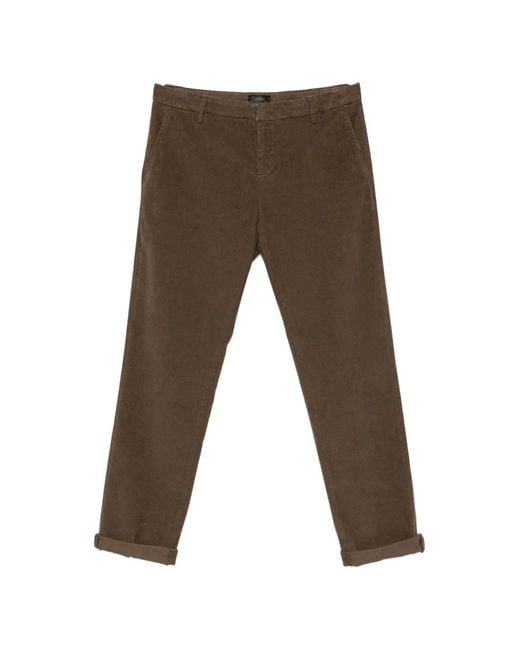 Dondup Gray Corduroy-Effect Straight-Leg Jeans for men