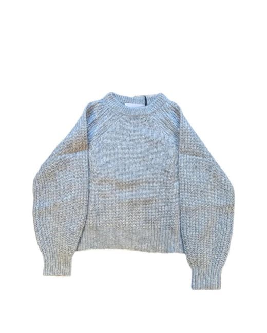 EMERSON RENALDI Blue Ribbed-Knit Raglan-Sleeve Sweater