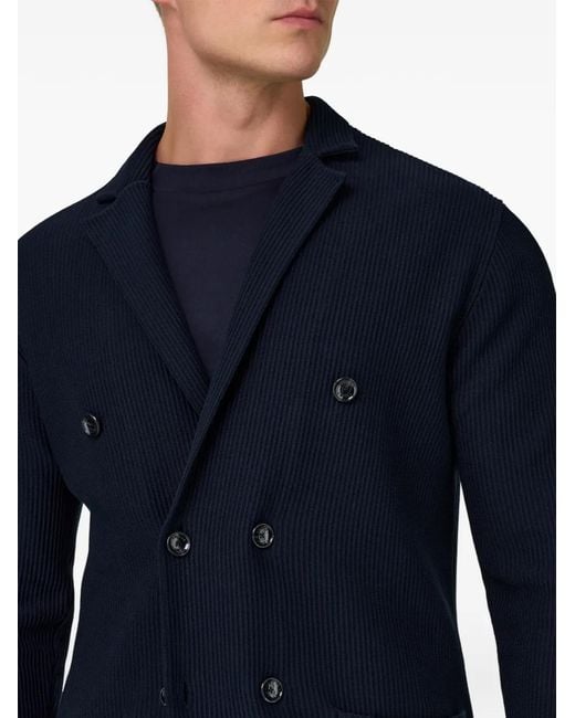 Boggi Blue Knitted Cotton Double-Breasted Jacket for men