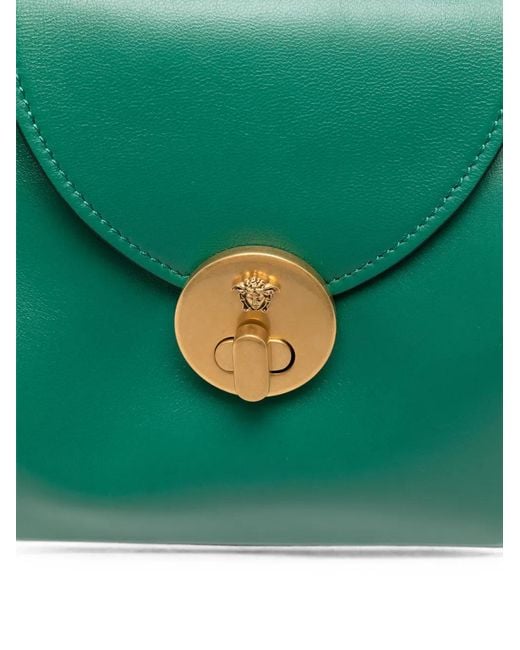 Versace Green Small Logo-Plaque Leather Shoulder Bag