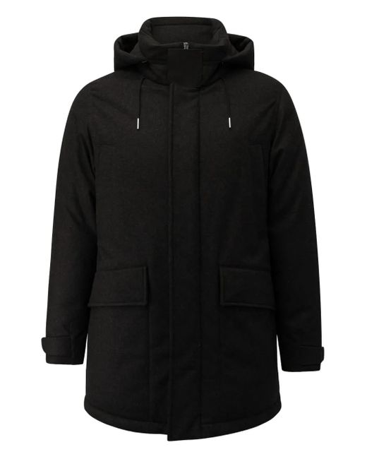 Zegna Black Hooded Wool Jacket for men