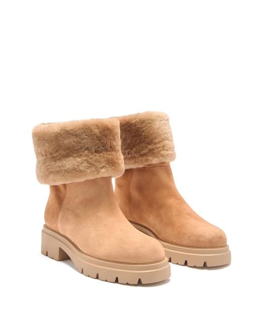 Stuart Weitzman Brown Hudson Shearling Booties