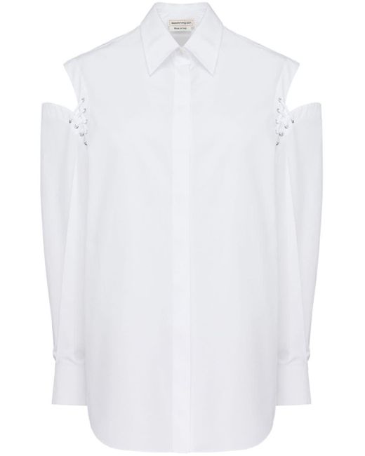 Alexander McQueen White Cut-out Cotton Shirt