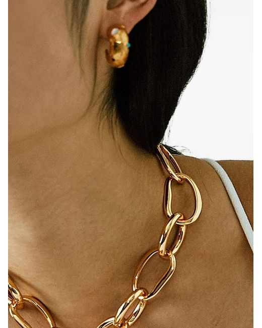 Lizzie Fortunato Metallic Stone-Embellished Hoop Earrings