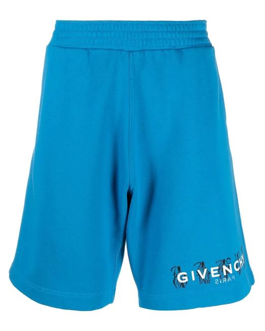Givenchy Blue X Josh Smith Logo Print Shorts for men