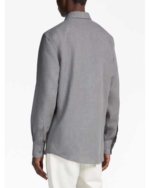 Zegna Gray Cashco Cotton-Cashmere Shirt for men