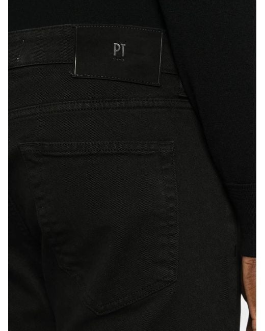 PT Torino Black Logo-Patch Jeans for men