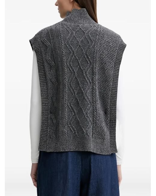 A.P.C. Gray Cable-Knit Funnel-Neck Gilet