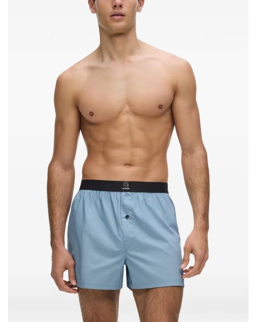 Karl Lagerfeld Blue Ikon Woven Boxers (Set Of Three) for men