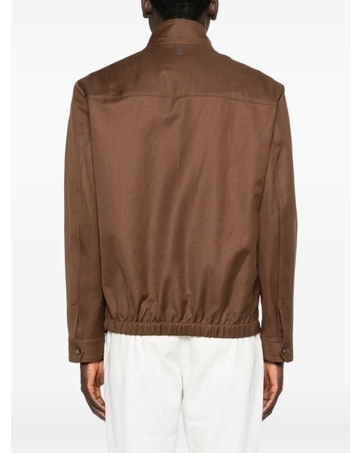 Canali Brown Zip-Up Shirt Jacket for men