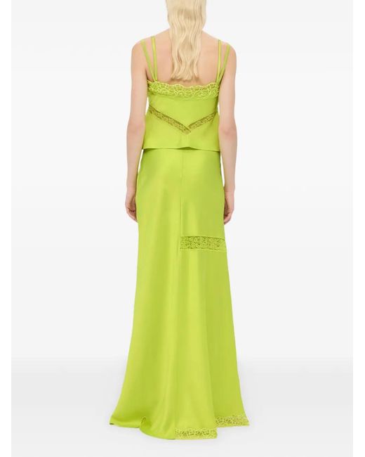 MSGM Green Jupe Longue À Empiècement En Dentelle