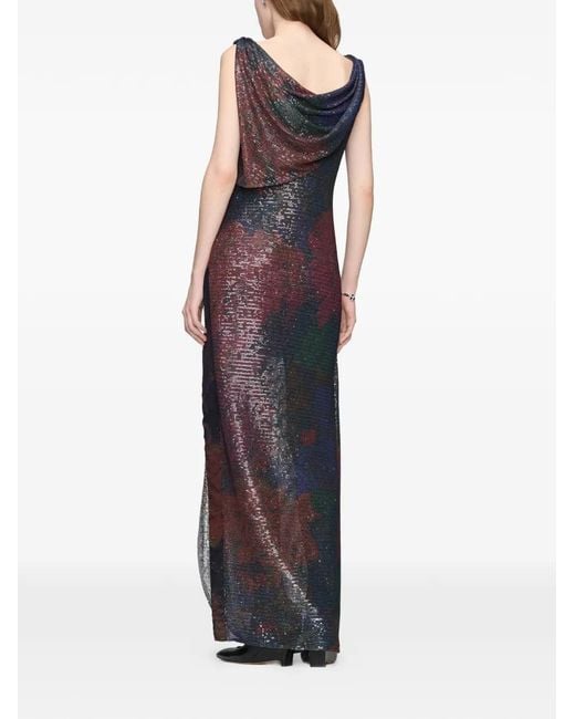 Maison Margiela Purple Sequin-Embellished Draped Maxi Dress