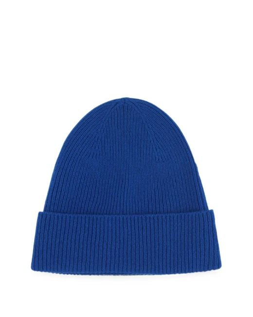 Tom Ford Blue Logo-Patch Beanie Hat for men