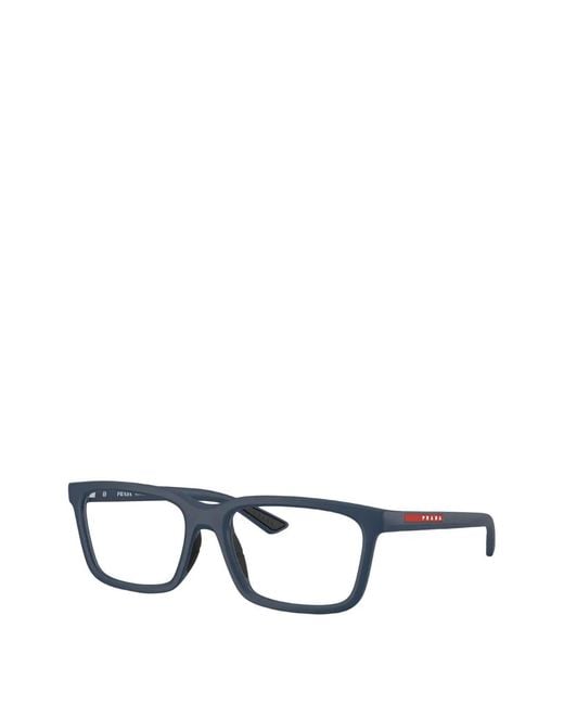 Prada Linea Rossa Black Rectangle-Frame Glasses for men