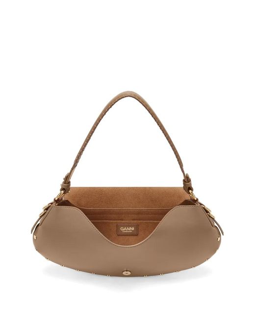 Ganni Metallic B-Kat Studded Shoulder Bag