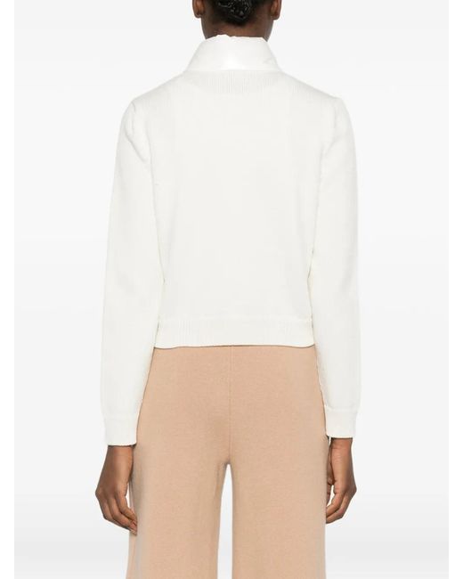 Moncler White Cardigan Zippé À Design Matelassé