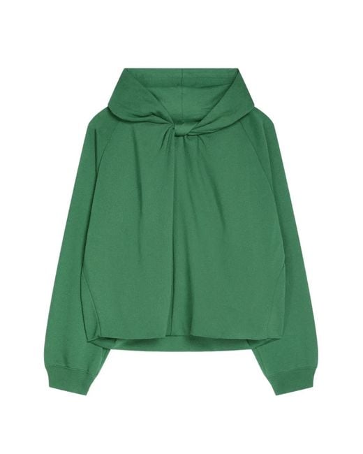 Dries Van Noten Green Draped Cotton Hoodie