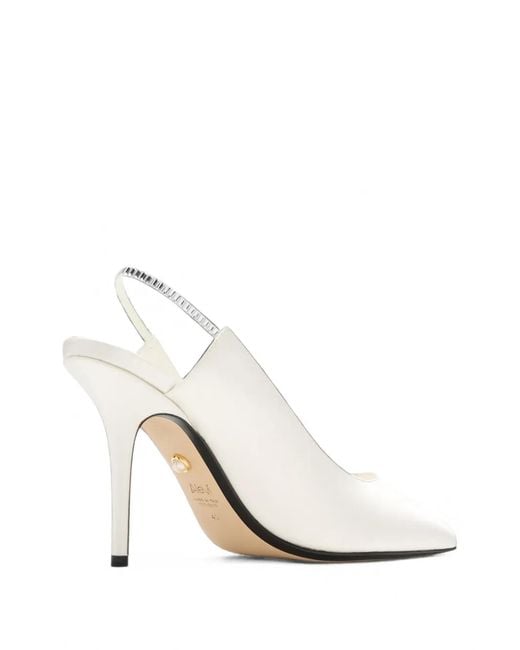ALEVI White Danielle Xtal Slingback Pumps