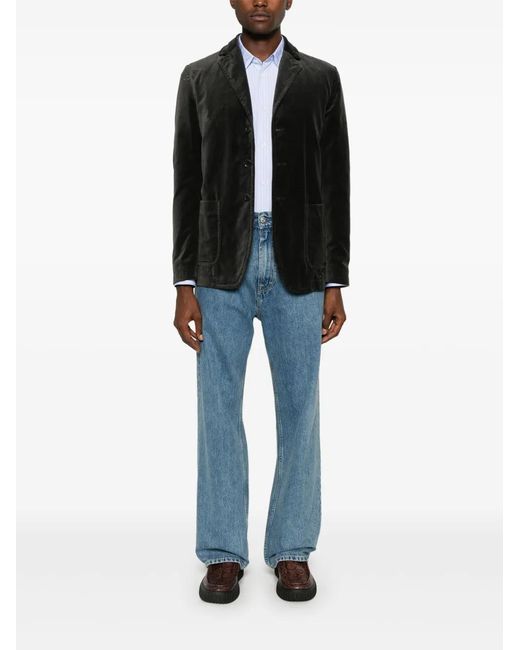 Aspesi Black Velvet Notched Lapel Blazer for men