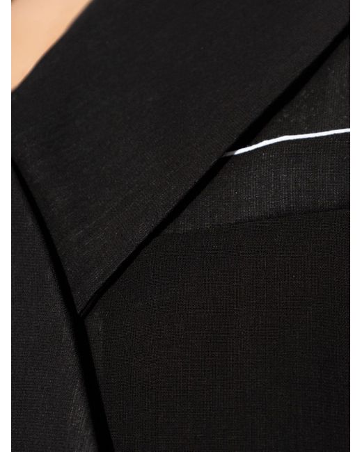 Victoria Beckham Black Panelled Cotton-blend Blazer