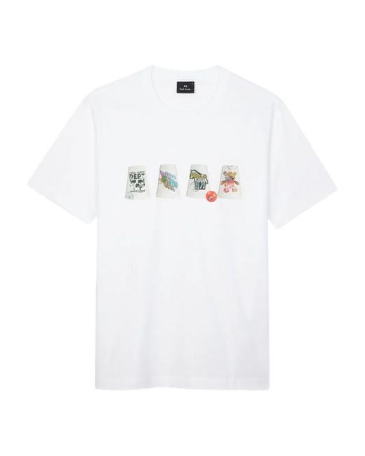 Paul Smith White Cup-And-Ball-Print T-Shirt for men
