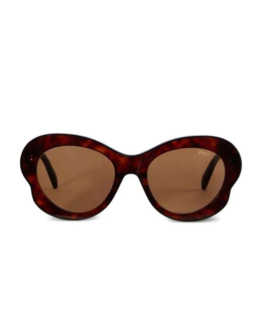 Emilio Pucci Brown Sculptural Round-Frame Sunglasses