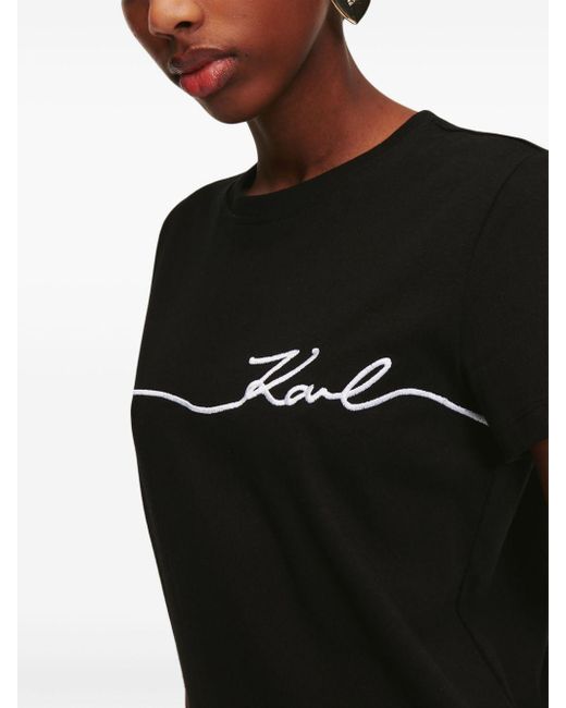Karl Lagerfeld Black Signature Organic-cotton T-shirt