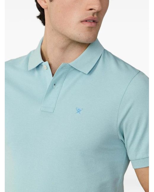 Hackett Blue Logo-Embroidered Polo Shirt for men