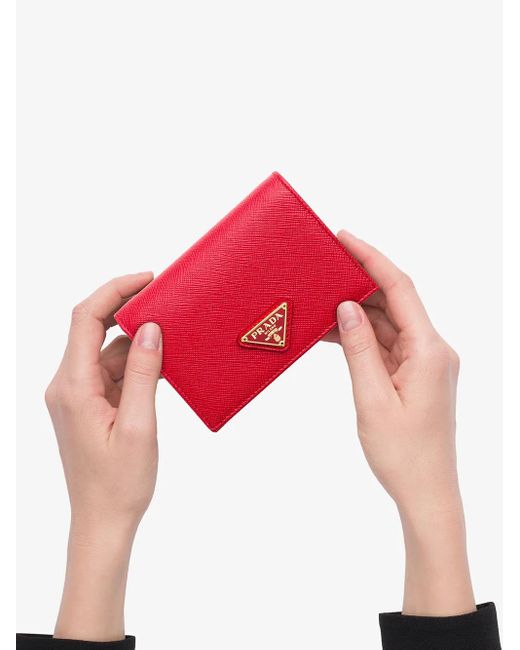 Prada Red Small Logo-Plaque Wallet