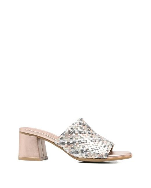 Carmela White Woven Block-Heel Sandals