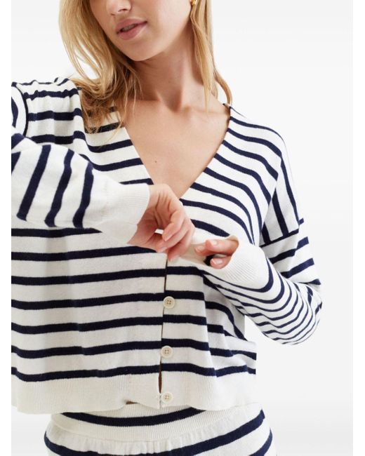 Chinti & Parker Blue Striped Button-up Cardigan