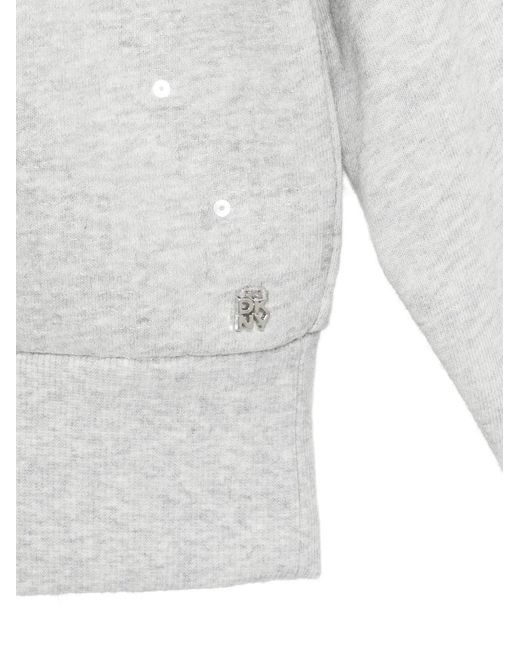 DKNY White Sequins Zip-Front Hoodie