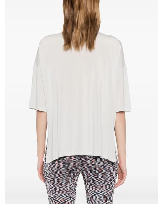 Le Tricot Perugia White V-Neck Drop-Shoulder T-Shirt