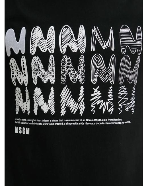 MSGM Black Graphic-Print T-Shirt for men