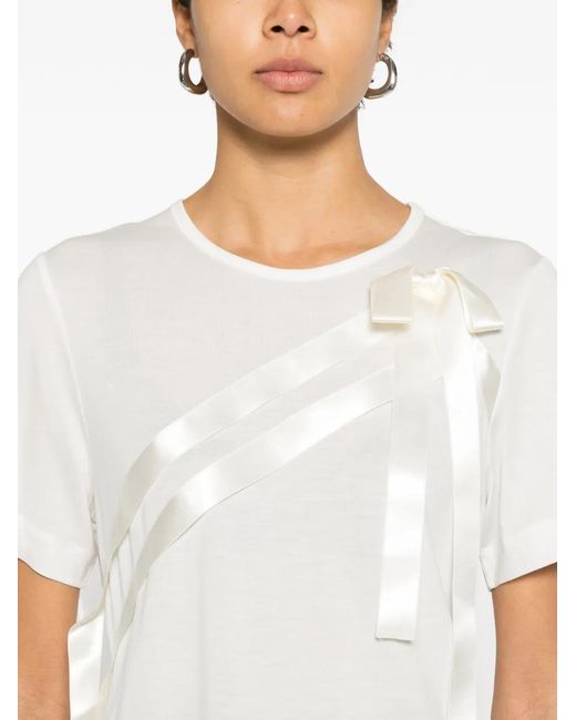 Simone Rocha White "Bow Sash" Easy T-Shirt