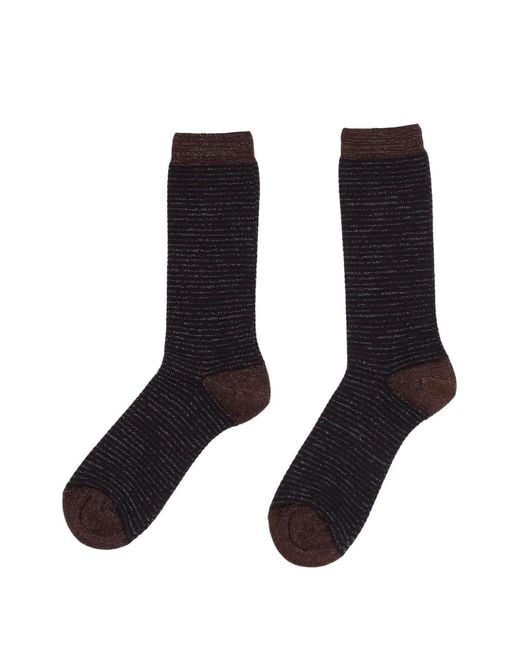 ANT45 Black Lapua Metallic-Thread Striped Socks