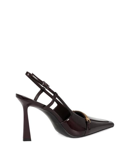 POTAMY White Buckle Strap Leather Pumps