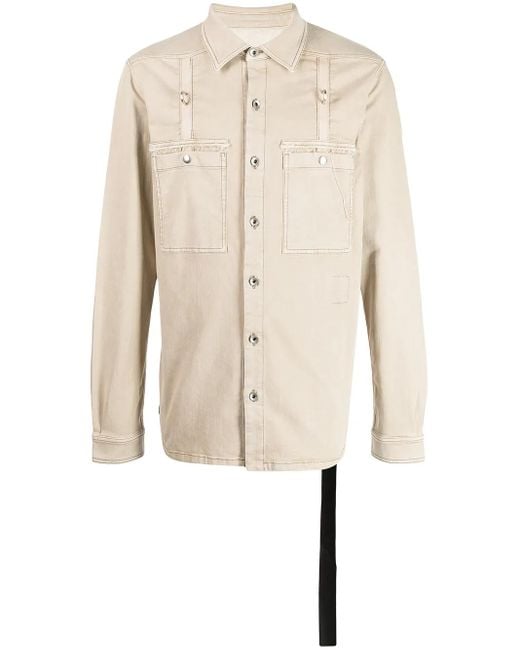 Giacca-Camicia A Maniche Lunghe di Rick Owens in Brown da Uomo